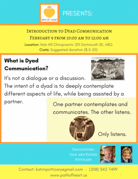 Dyad Communication Practice in Albuquerque – Sat 9 Feb 2019 – 10am